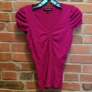 Express rouched cap-sleeve sweater